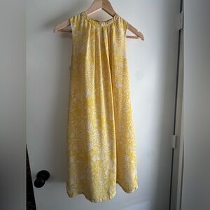 H&M Yellow Floral Babydoll Dress Retro 70s Boho Sundress Size 8